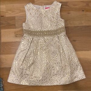 Lilly Pulitzer Gold and Cream Kids Dress